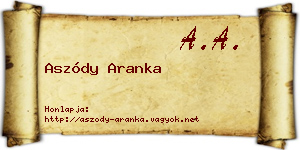 Aszódy Aranka névjegykártya